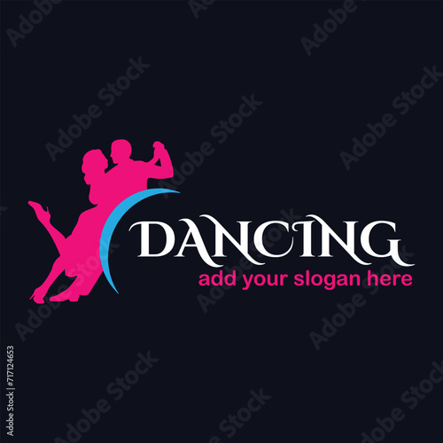 romantic couple dance logo design logo vector