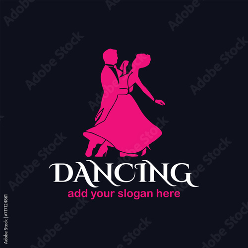 romantic couple dance logo design logo vector