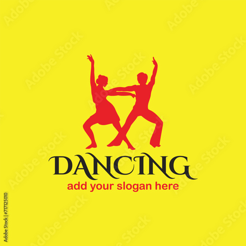 romantic couple dance logo design logo vector
