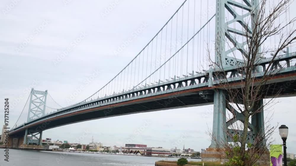 Philadelphia skyline and Benjamin Franklin Bridge over Delaware River Philadelphia skyline and Benjamin Franklin Bridge over Delaware River