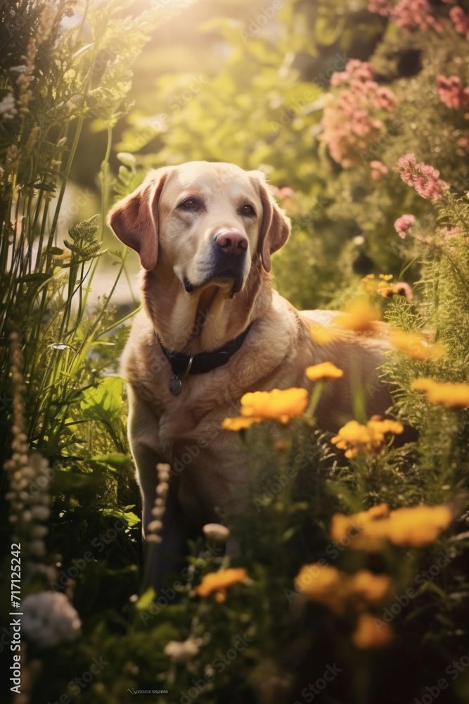 dog in the garden, generative ai