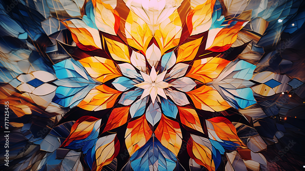 Decorative Paper Dreams with Leaves Modern Multicolor Abstract Kaleidoscope