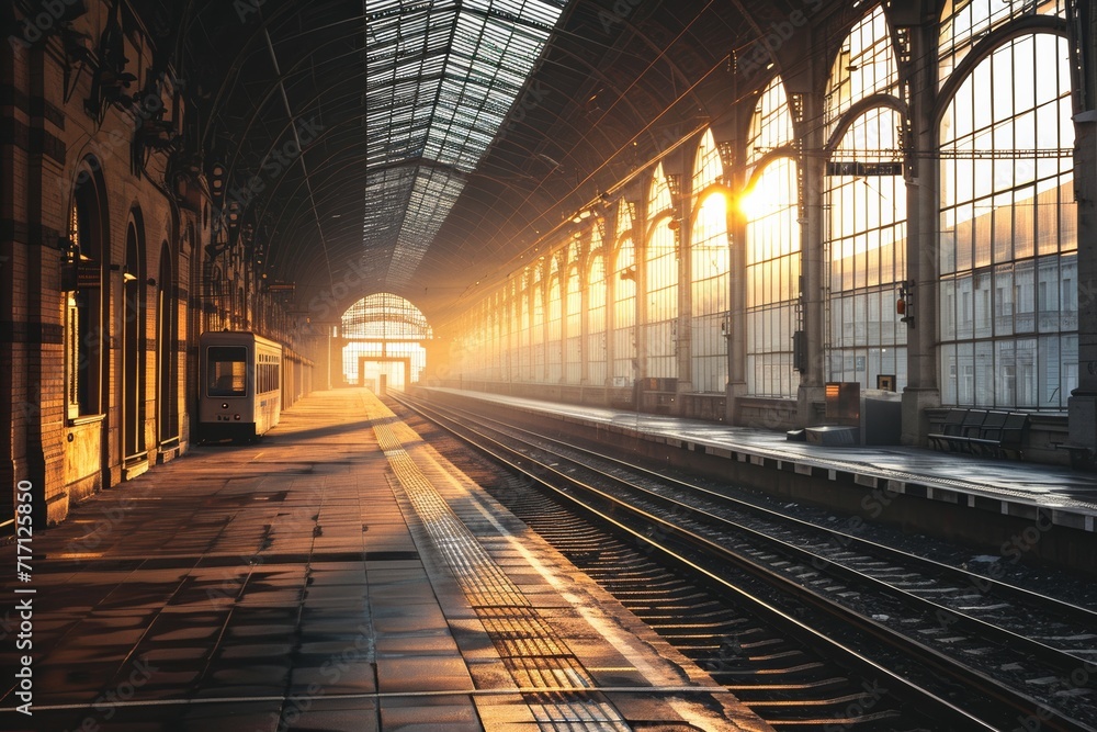 Fototapeta premium railway station,train travelling concept