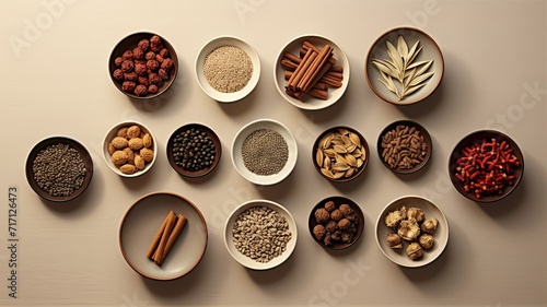 a large selection of Chinese herbal medicine arranged in wooden bowls, set against a textured papyrus background.