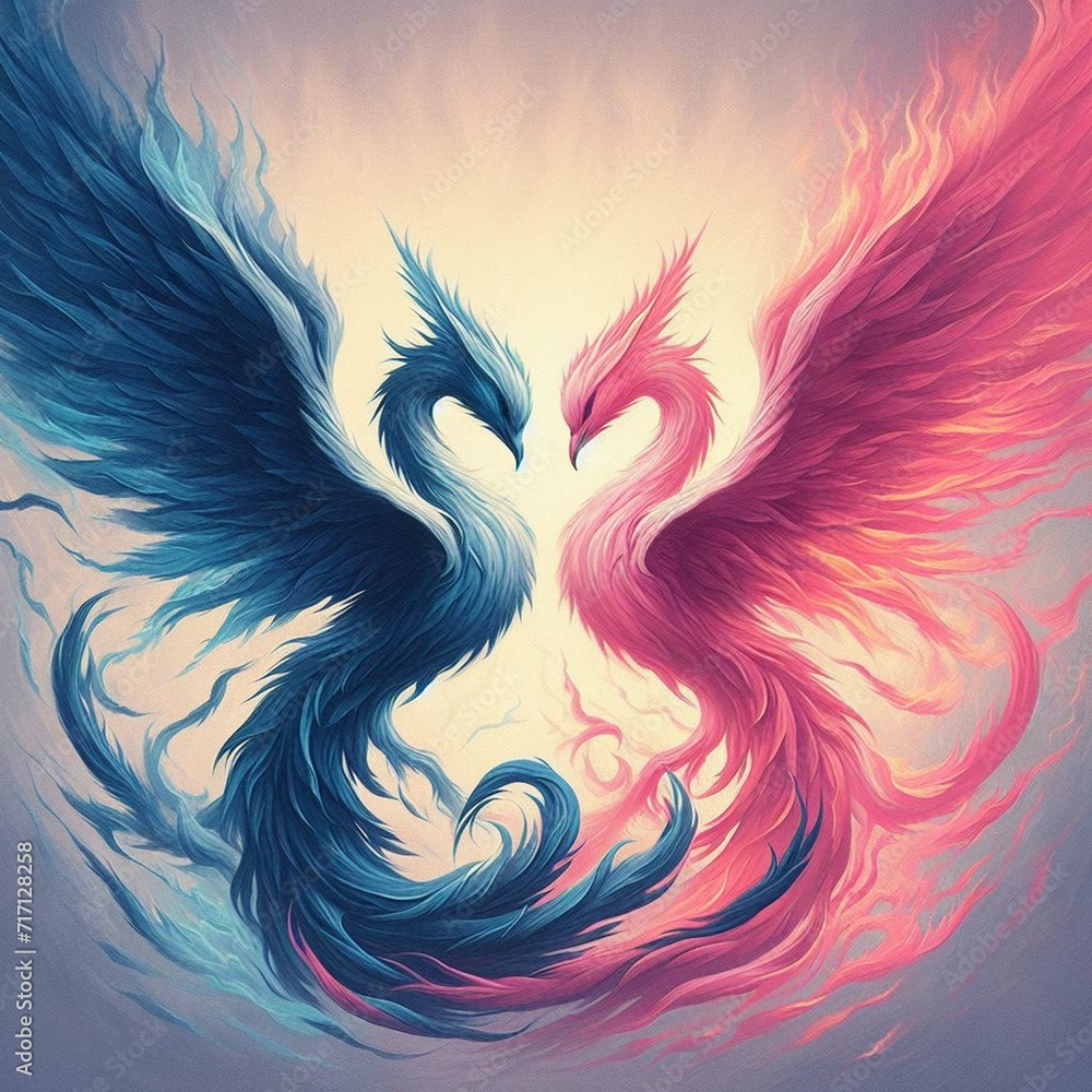 Twin flame couple. Soulmates. The concept of magical, esoteric, tantric, spiritual love. Connection between souls. Illustration for websites and much more. Created using generative ai tools. Twin flame couple. Soulmates. The concept of magical, esoteric, tantric, spiritual love. Connection between souls. Illustration for websites and much more. Created using generative ai tools.