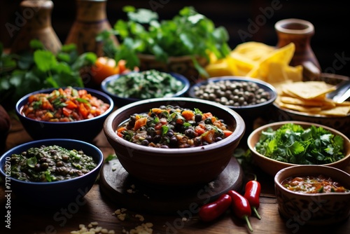 Authentic and delicious mexican mole poblano dishes available for sale on photo stock photo