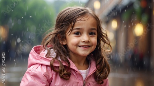 portrait of girl enjoying rain 