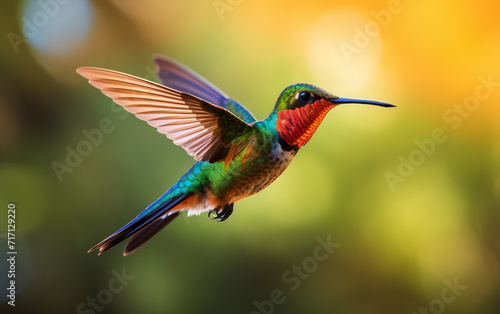 vibrant hummingbird in flight, AI Generative.