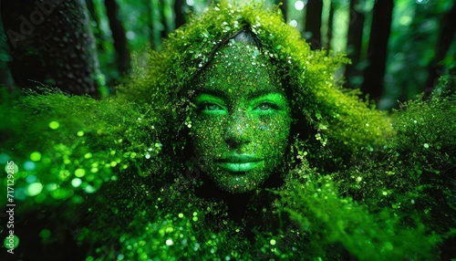 mulher feita de plantas verdes, mãe natureza