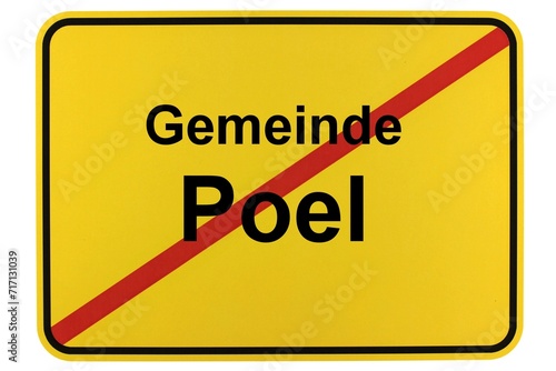 Illustration eines Ortsschildes der Gemeinde Poel in Mecklenburg-Vorpommern