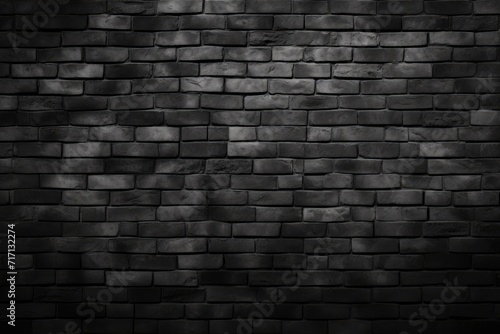 Abstract Black brick wall texture for pattern background. wide panorama picture.