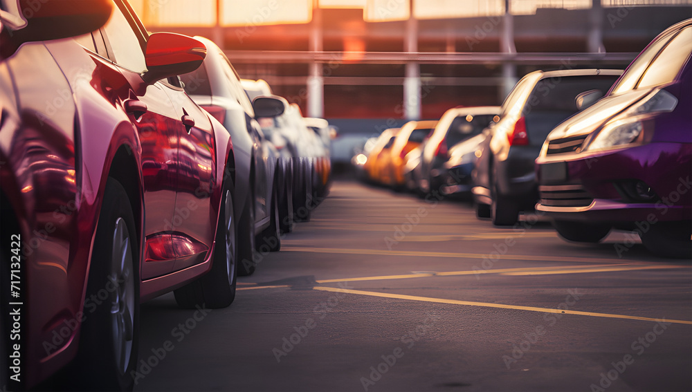 a photo of a red car parked in a parking lot ai generative