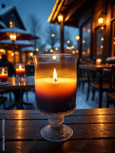 Lit Candle on Wooden Table - Warm and Cozy Home Decoration