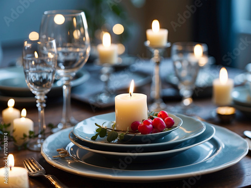 valentine table setting with candles. © Sajidh
