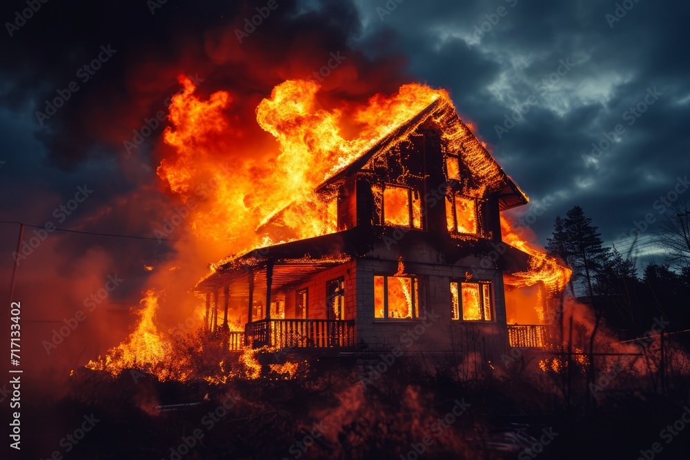 House Fire, Intense Smoke Billowing From Engulfed Home House Fire, Intense Smoke Billowing From Engulfed Home