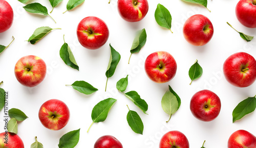 fresh ripe whole with green leaves. Minimal trendy sunlight fruit concept isolated on white background. Top view and flat lay