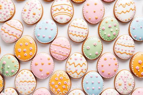Easter gingerbread and eggs background. Happy Easter © Aleksandr