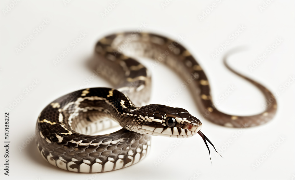 Naklejka premium rat snake attack pose isolated on white background