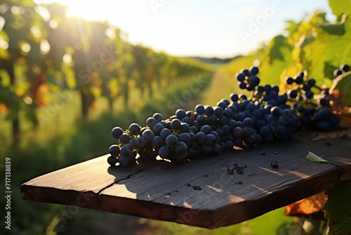 Craftsmanship and nature s bounty on vineyard background with sustainable winemaking photo