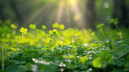 Clovers in sunlight with a bokeh effect