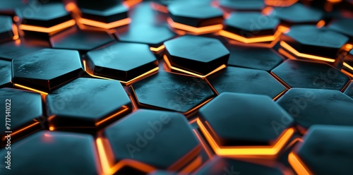 Abstract black and gold hexagonal luxury and dark hexagons background with yellow hexagons