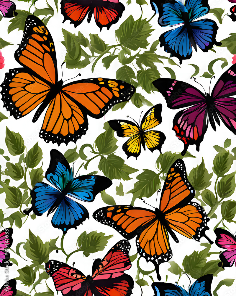 Flower, Plant And Butterfly Pattern Flower, Plant And Butterfly Pattern
