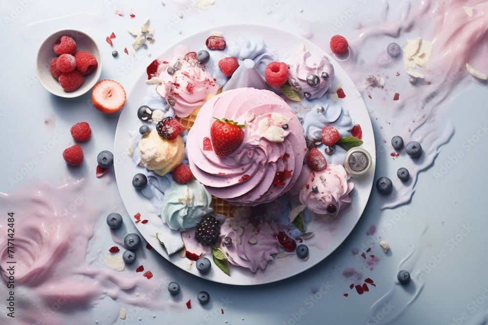Tasty ice cream on color background Tasty ice cream on color background