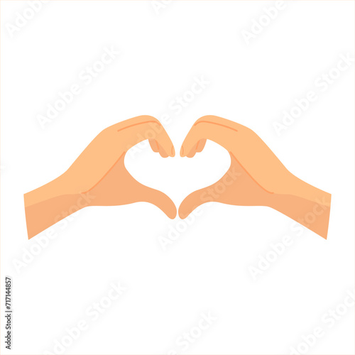 Hand gesture of finger heart. Love symbol and hand sign for love. Valentine's day cartoon vector illustration isolated on white background