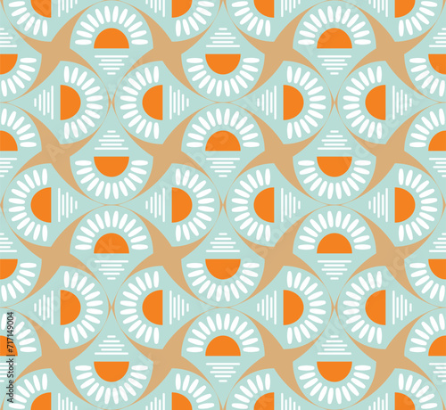 Abstract Art Deco Sunset Vector Seamless Pattern Minimalist Geometric Design