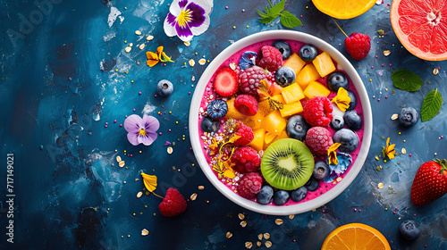 close up of a bowl of fruit and yoghurt