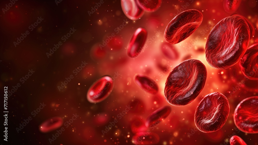 Red blood cells in a warm, glowing environment with a soft focus Red blood cells in a warm, glowing environment with a soft focus