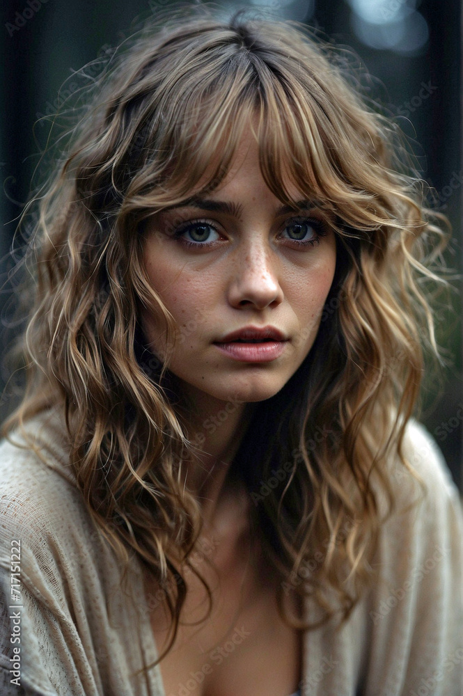 Close Up Portrait of a Young Country Woman Generative AI Close Up Portrait of a Young Country Woman Generative AI