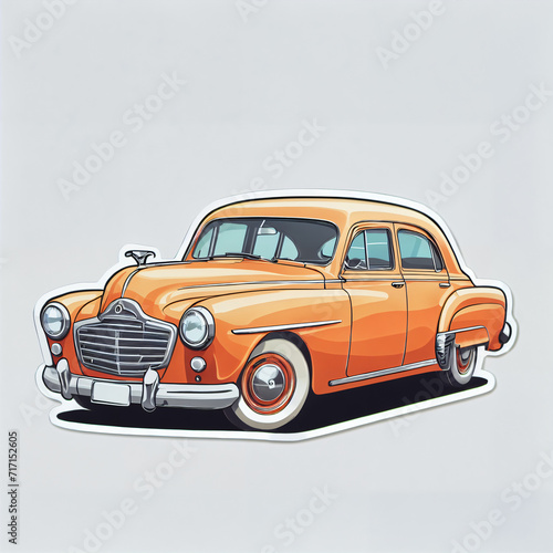 Vintage Yellow Classic Car Illustration - Retro Automobile Model with a Nostalgic Charm, Perfect for Automotive Designs, Travel Themes, and Toy Enthusiasts
