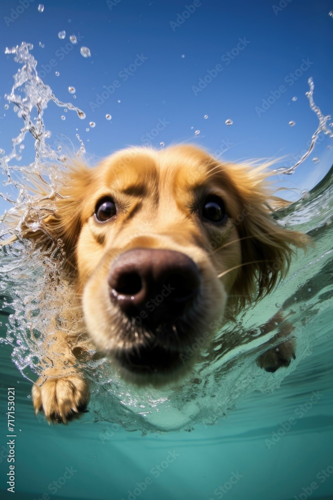 A dog swimming in the water. Generative AI. A dog swimming in the water. Generative AI.