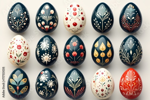 Folk Art Inspired Decorative Easter Egg Collection