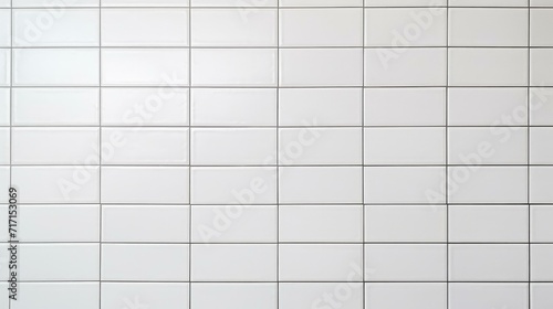 White tiles on a wall in a bathroom. Generative AI.