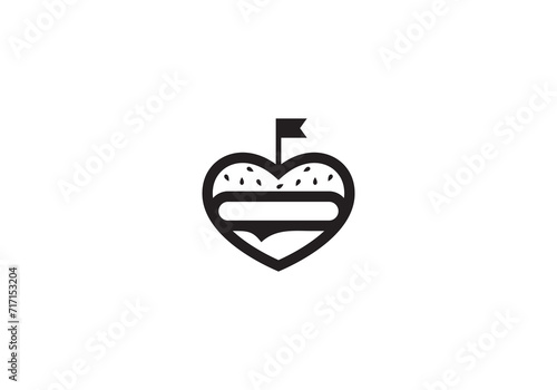 heart and burger logo, love food restaurant symbol icon design