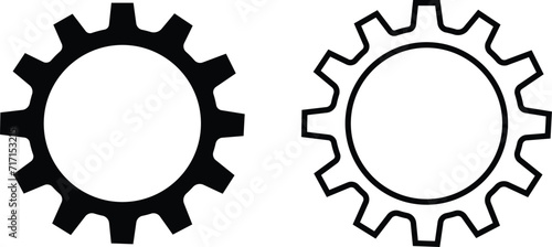 Gear setting icon set black gears mechanism and cog wheel isolated on transparent background. Progress or construction concept. Cogwheel flat or line vector collection for website or mobile app. photo