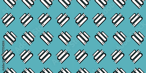 Pattern black and white stack of books on a blue background. Symmetrical print for bookstore and library. Literature, encyclopedia. Hardcover books. Reading, studying. Color image. Vector illustration