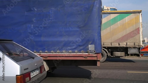 Transport traffic at Leningradskoye highway in Levoberezhny district. photo