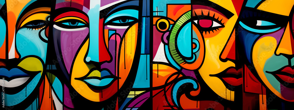 Graffiti Colorful Women - Cubism