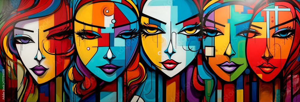 Graffiti Colorful Women - Cubism Graffiti Colorful Women - Cubism