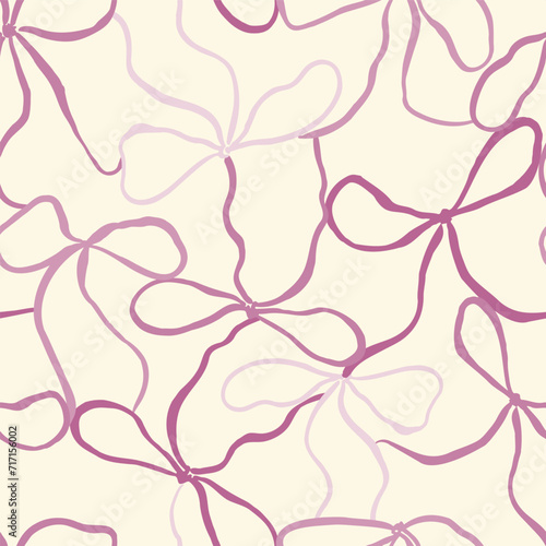 Coquette Pink Bows on a cream Background pattern