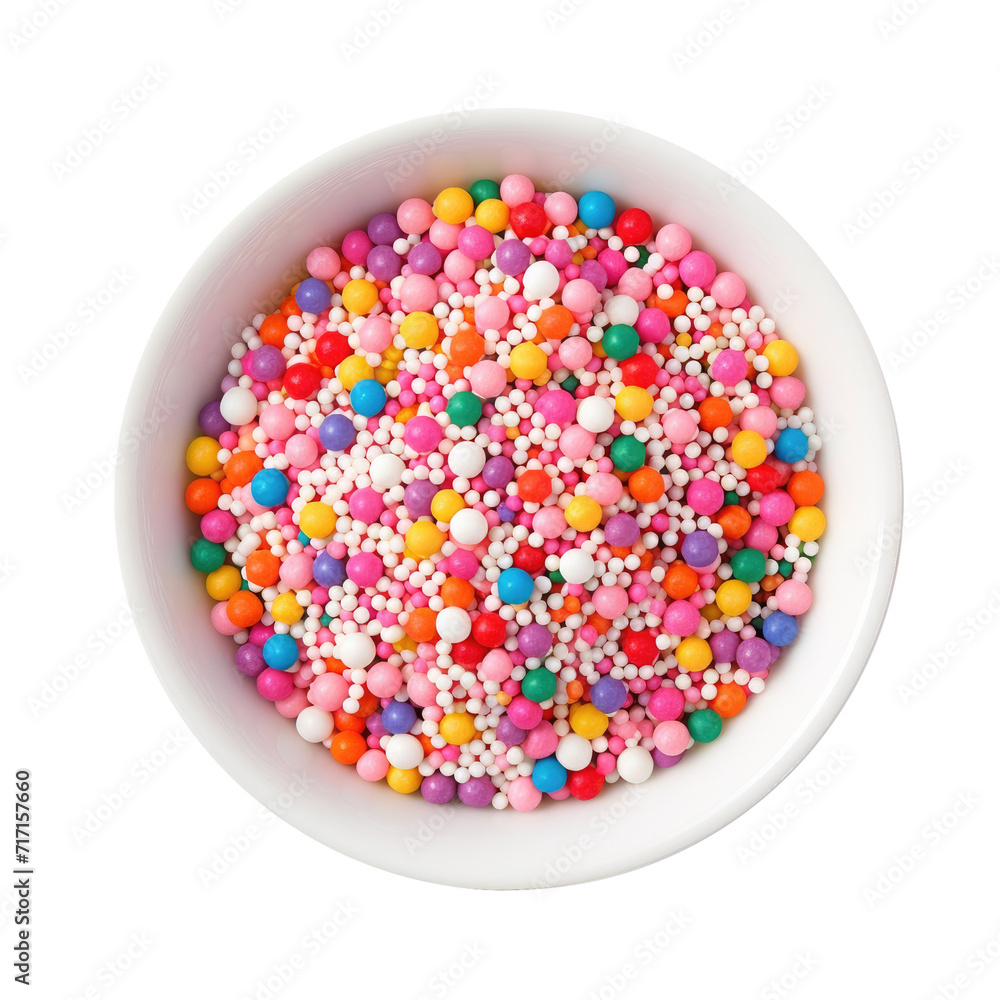 A Bowl of Candy Sprinkles Isolated on a Transparent Background A Bowl of Candy Sprinkles Isolated on a Transparent Background
