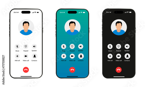 Smartphone call application interface template on a white background. The concept of incoming calls. Vector eps10