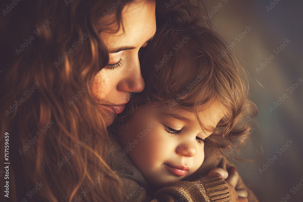 A mother and child embracing in a warm hug, symbolizing the comfort and security provided by care and love, education, hope, and support
