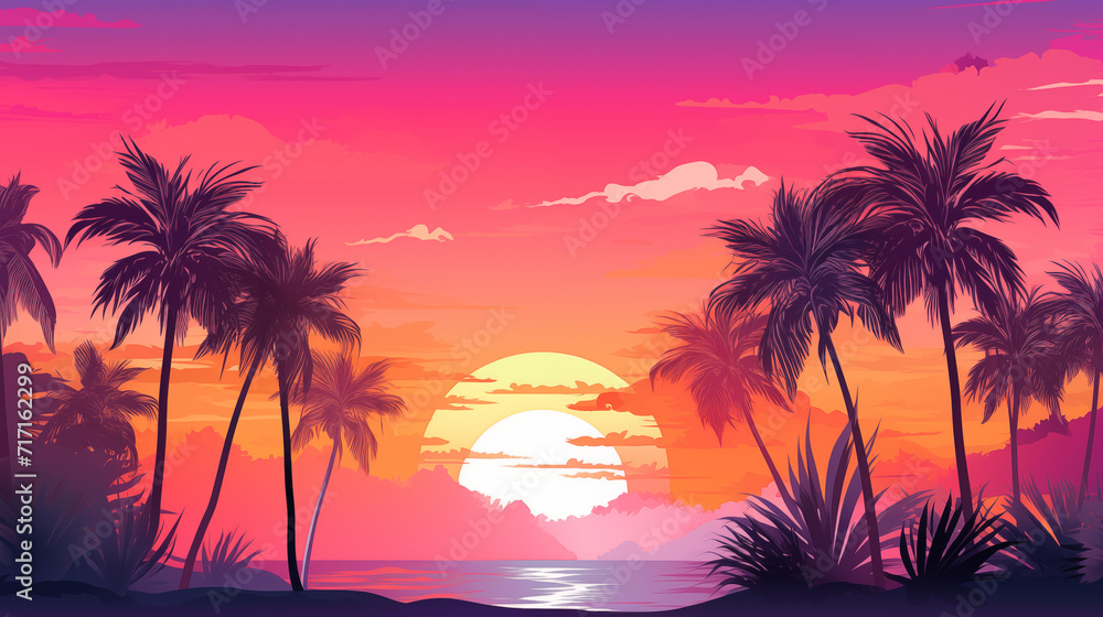 Tropical sunset gradient texture, vibrant pinks and oranges