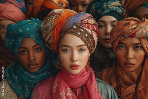 Diverse Women in Colorful Headscarves