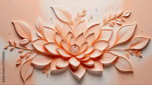 Peach Blossom Symphony: Beautiful Floral Motif in Soft Fuzz Tones photo