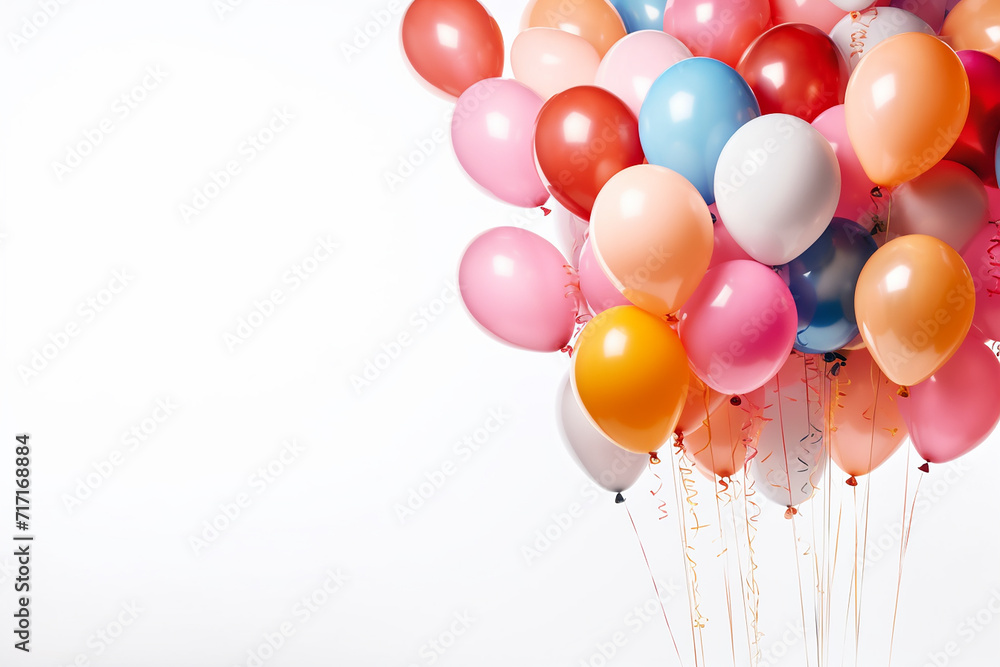 A festive bunch of colorful balloons on a clean background.